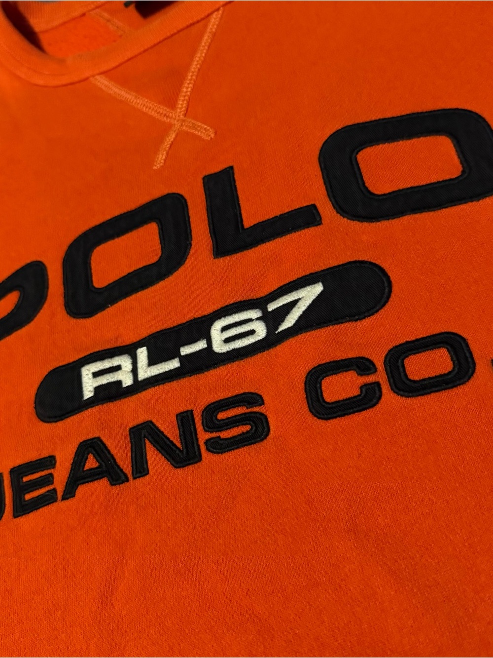 Polo Jeans Co Ralph Lauren Orange Crewneck Sweatshirt Fleece size XL Mens